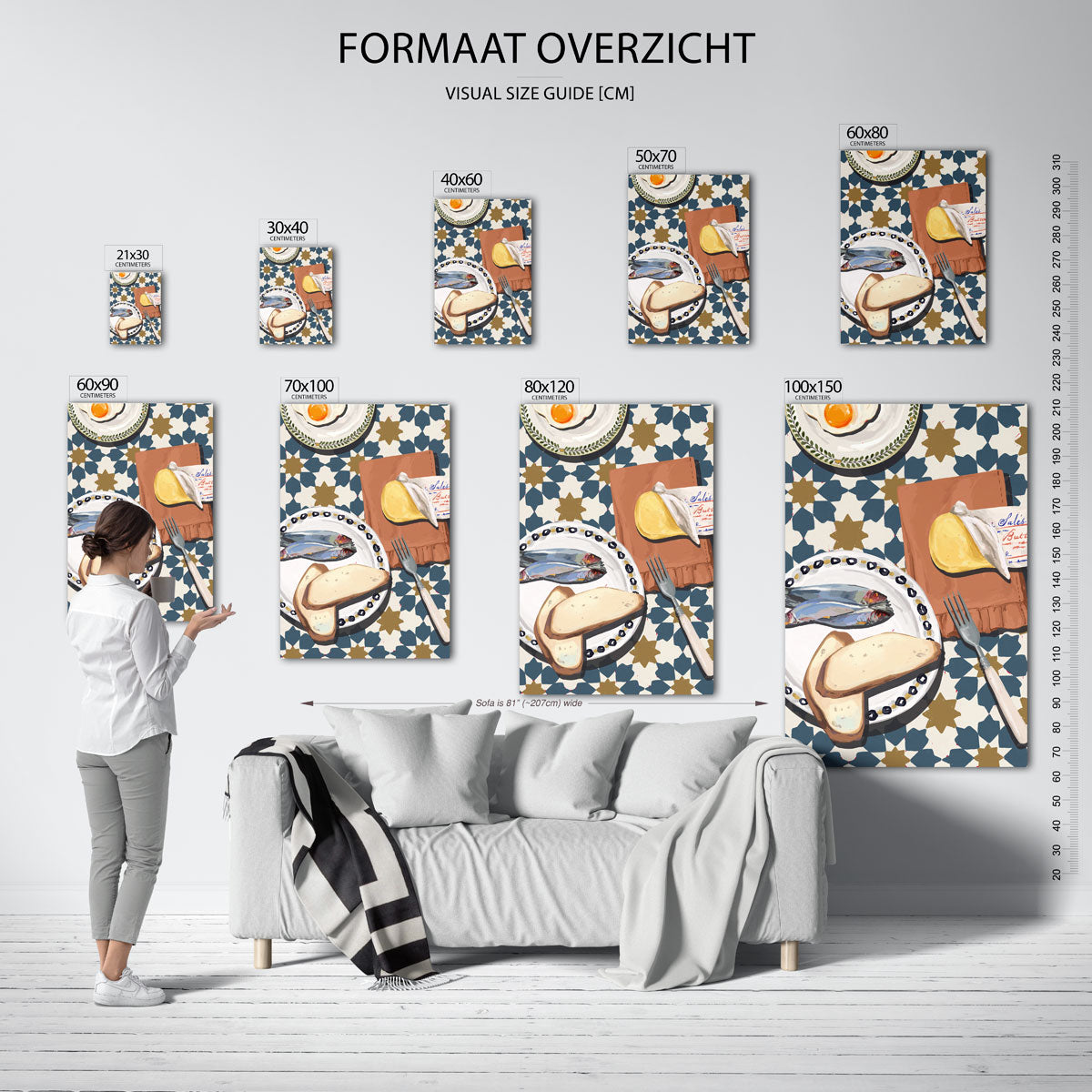 Ontbijt met vis en brood Poster