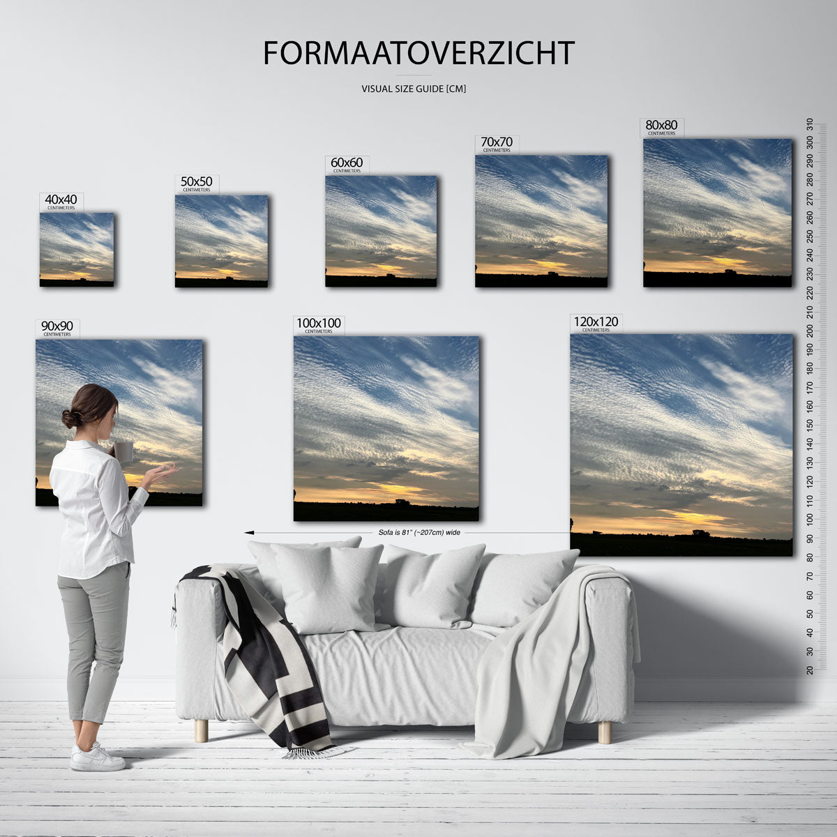 Luchtlandschap bij zonsondergang Poster
