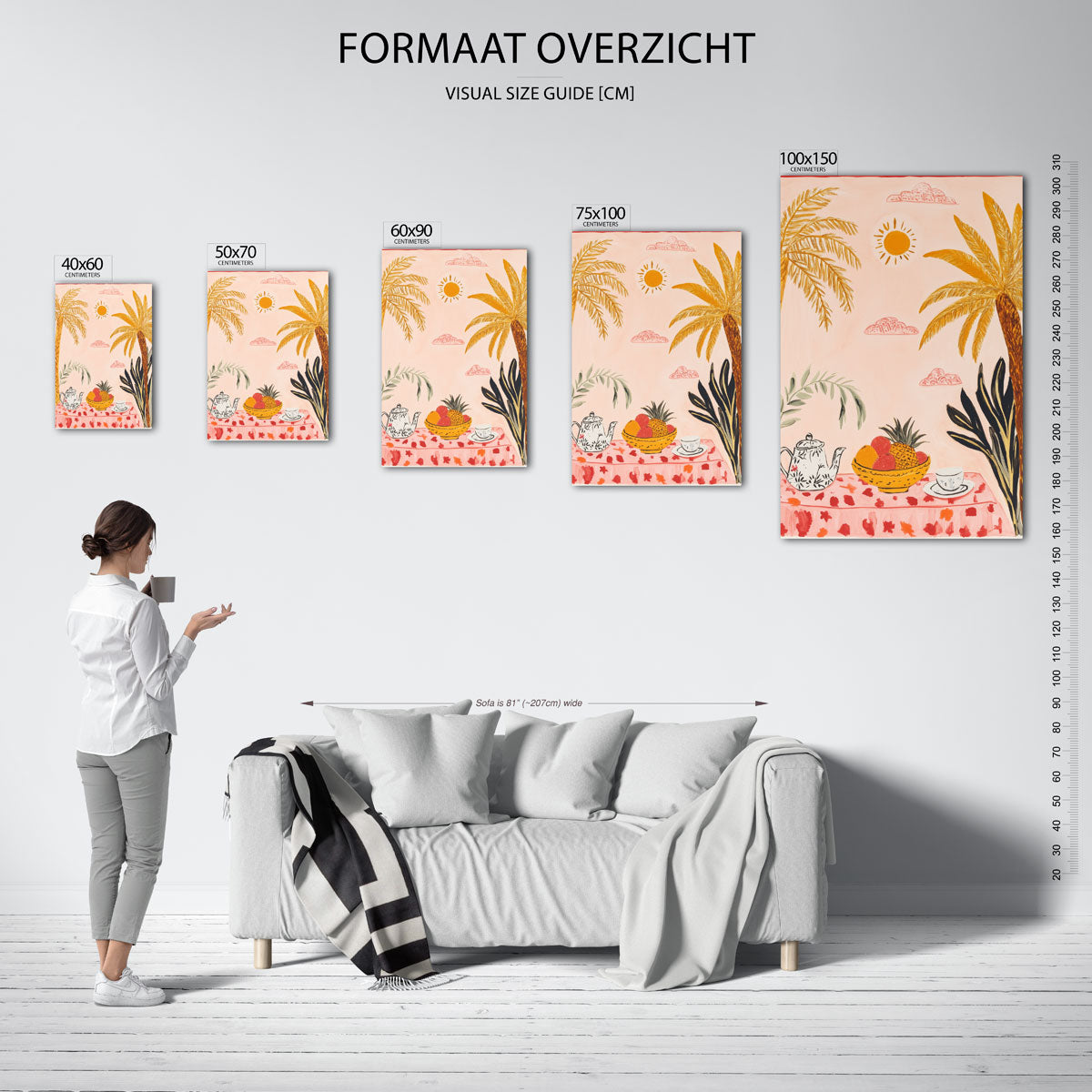 Zonnige palmen tafereel Kunstwerk