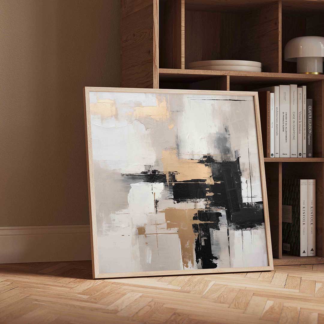 Abstracte beige en zwarte Poster