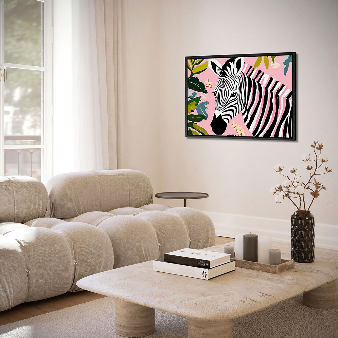 Zebra en bladeren Kunstwerk