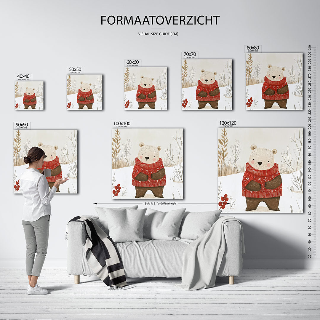 Winterse beer illustratie Kunstwerk