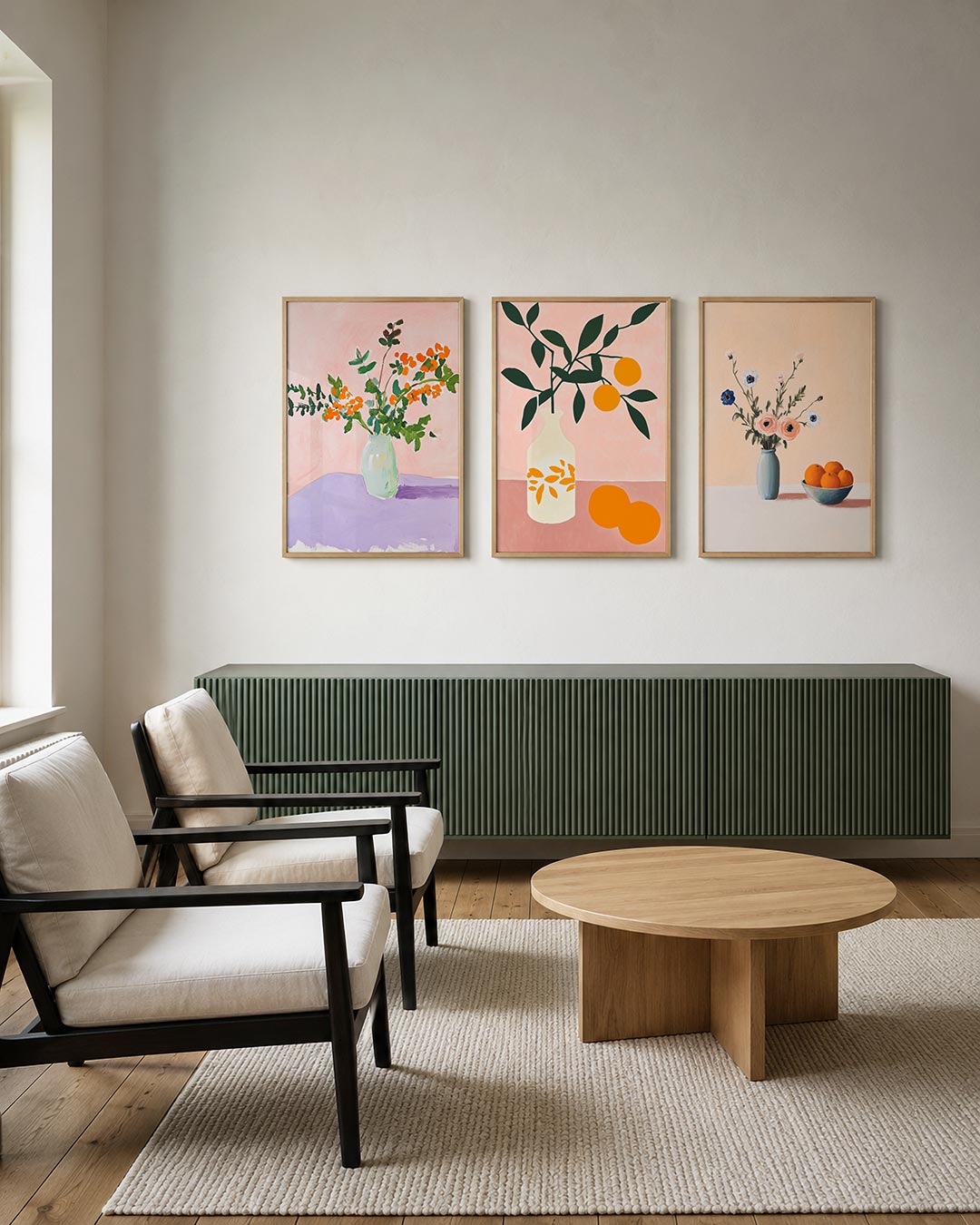 Bloemrijke kleurvlakken Posterset