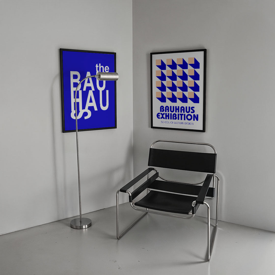 Typografisch blauw Posterset