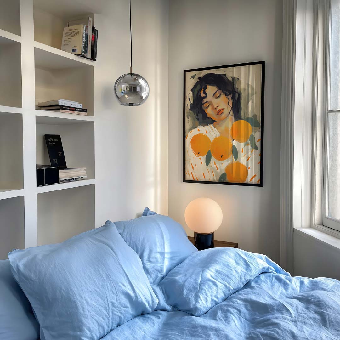 Dromerige Oranjetinten Vrouwelijke Portretposter-WallArtistic