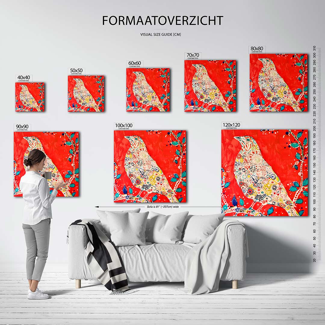Vogel met bloemenpatroon Kunstwerk