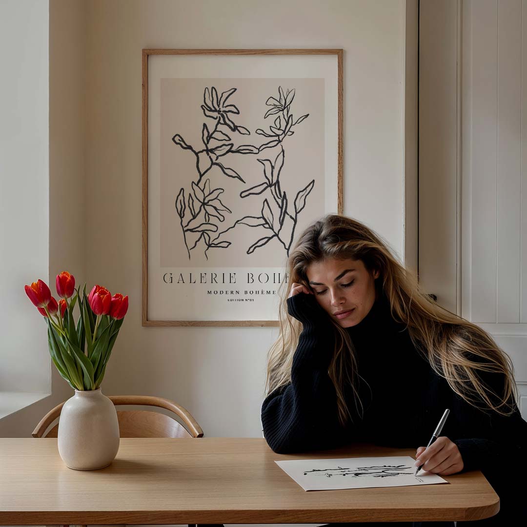 Moderne Boho Bloemenposter-WallArtistic
