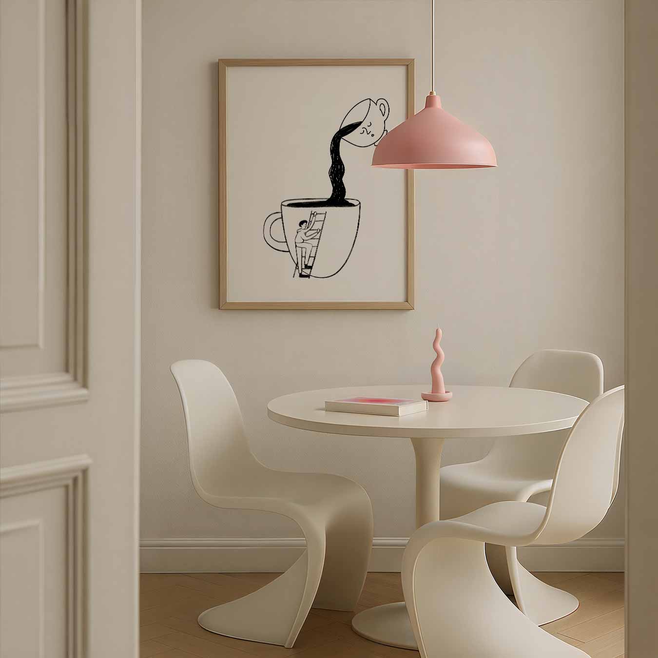 Koffie Avontuur Illustratie Poster-WallArtistic
