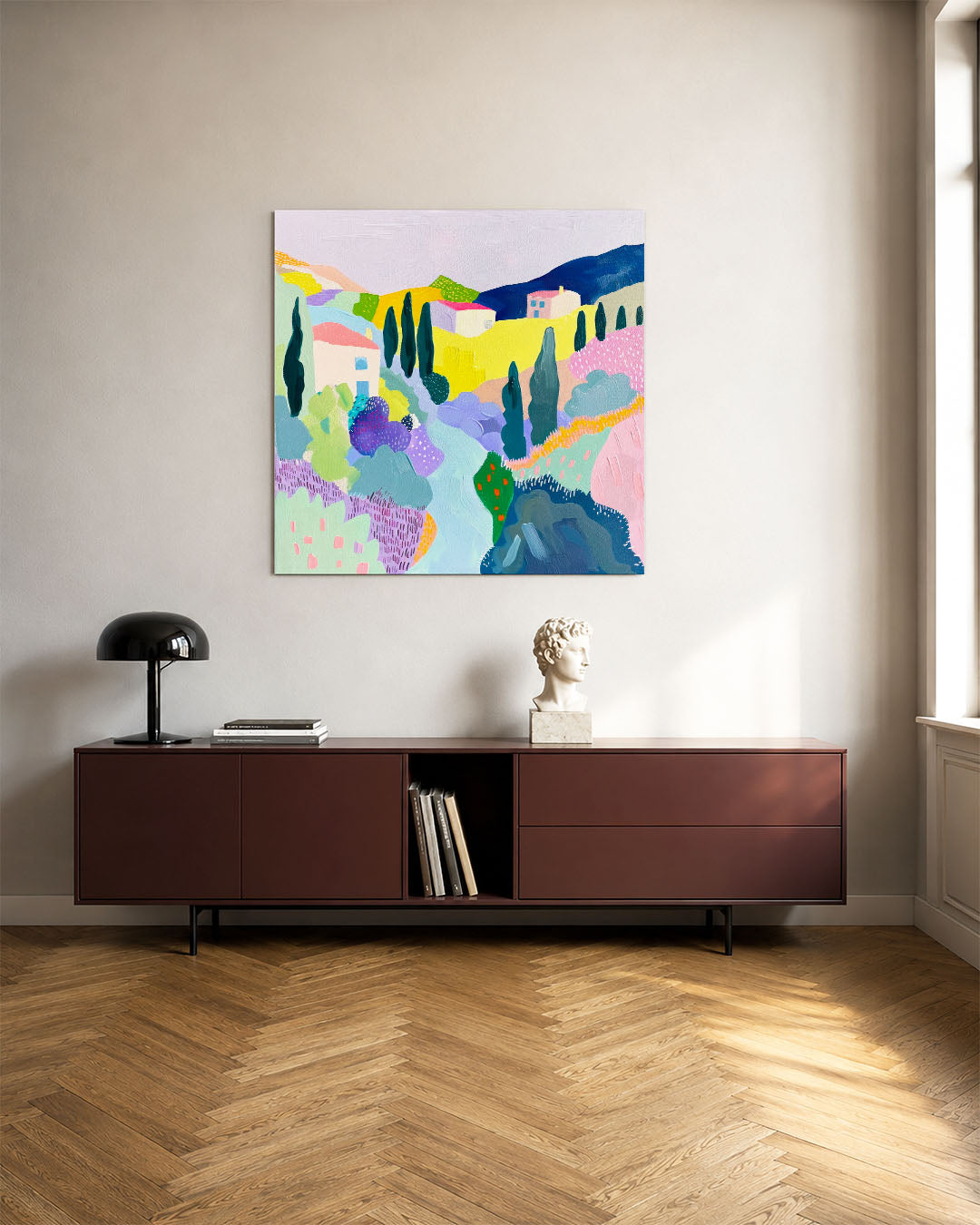 Kleurrijk landschap Kunstwerk