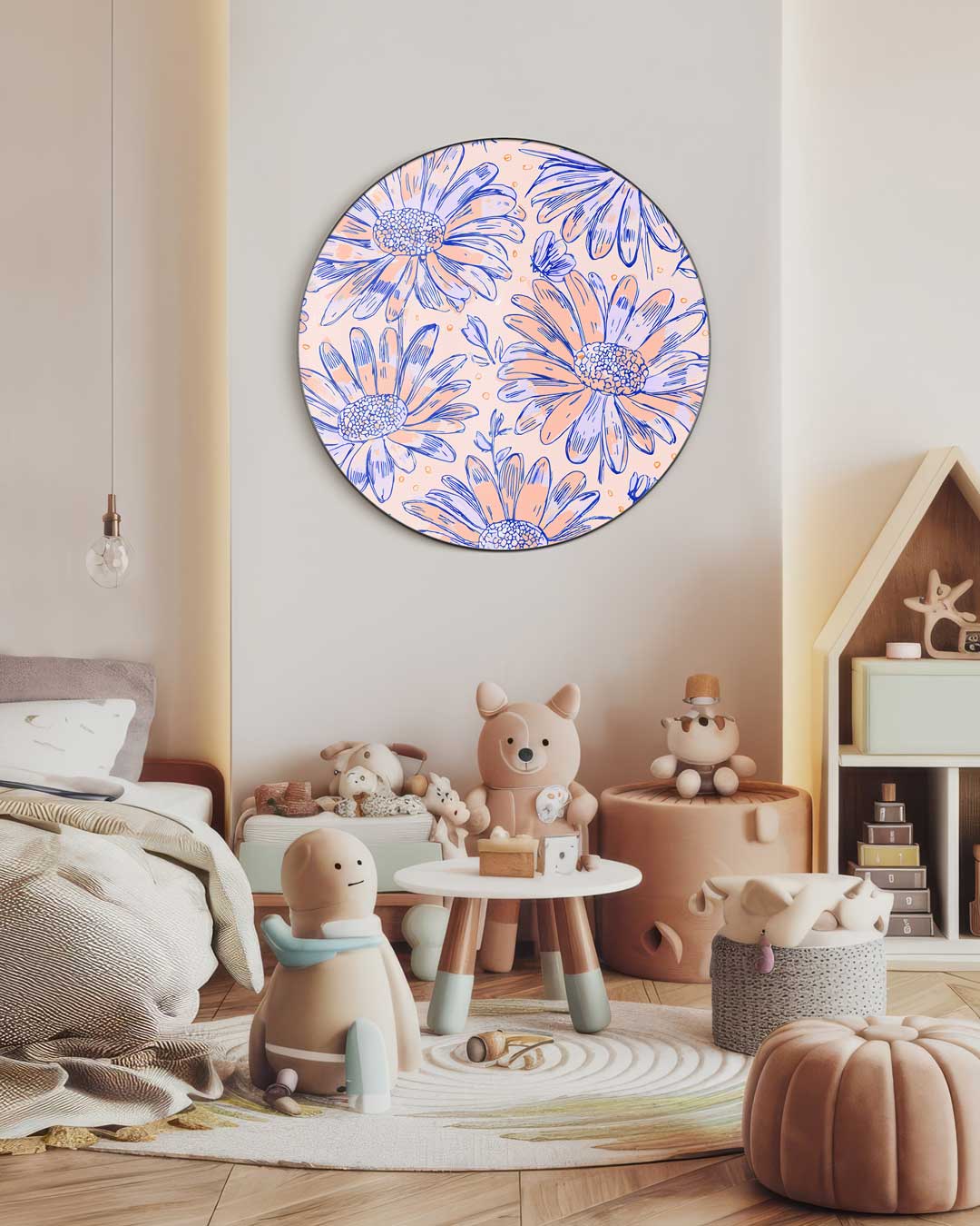 Bloemen Muurcirkel Pastel-WallArtistic