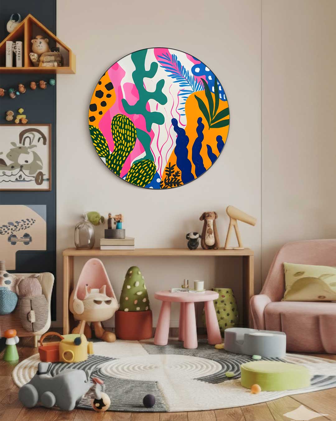 Kleurrijke Botanische Muurcirkel-WallArtistic