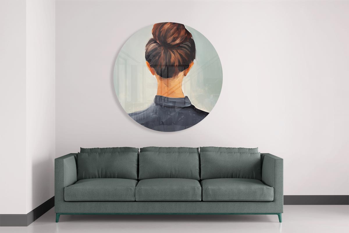 Elegant Haar in Strakke Knot Muurcirkel-WallArtistic