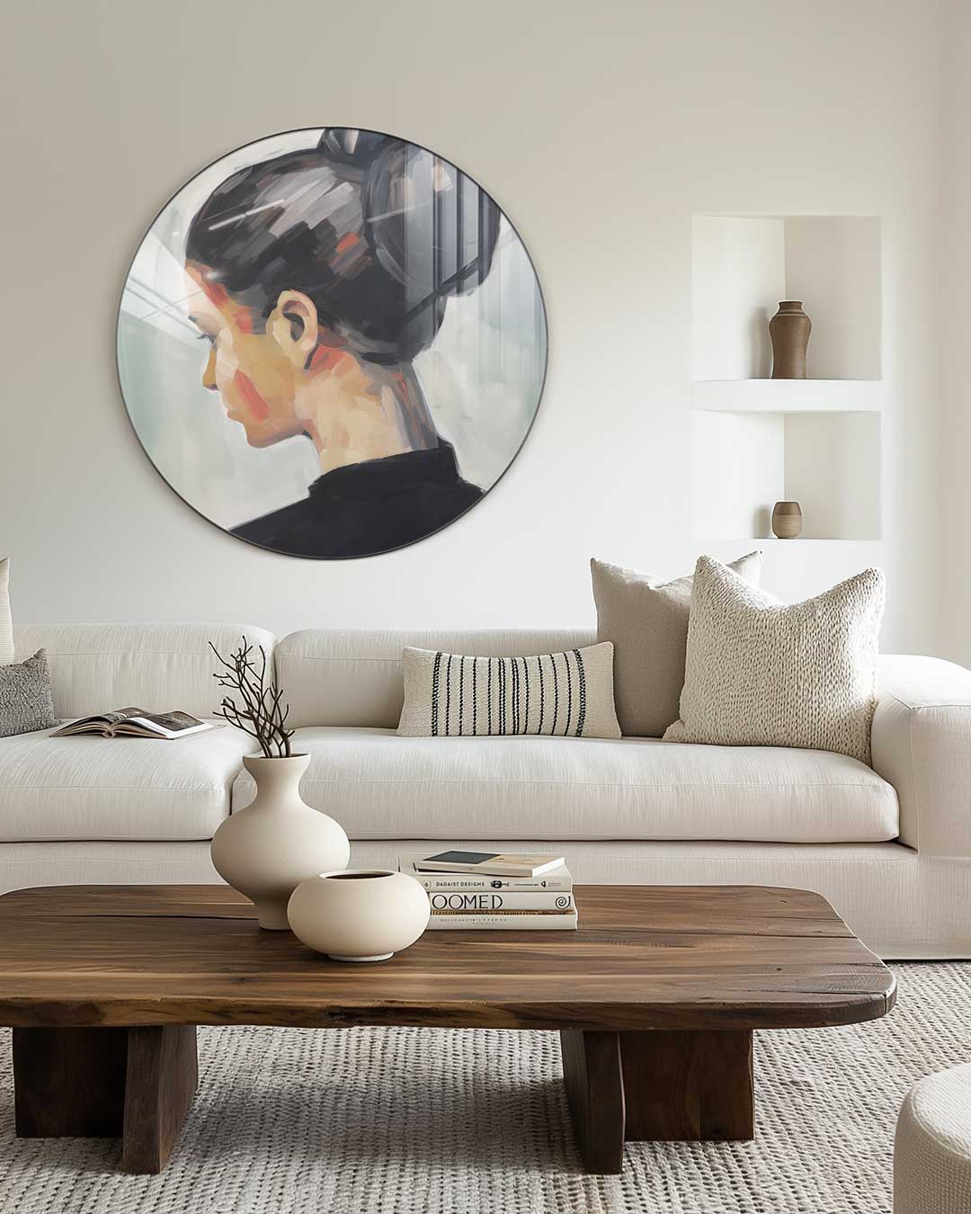 Elegante Vrouwelijk Portret Muurcirkel-WallArtistic