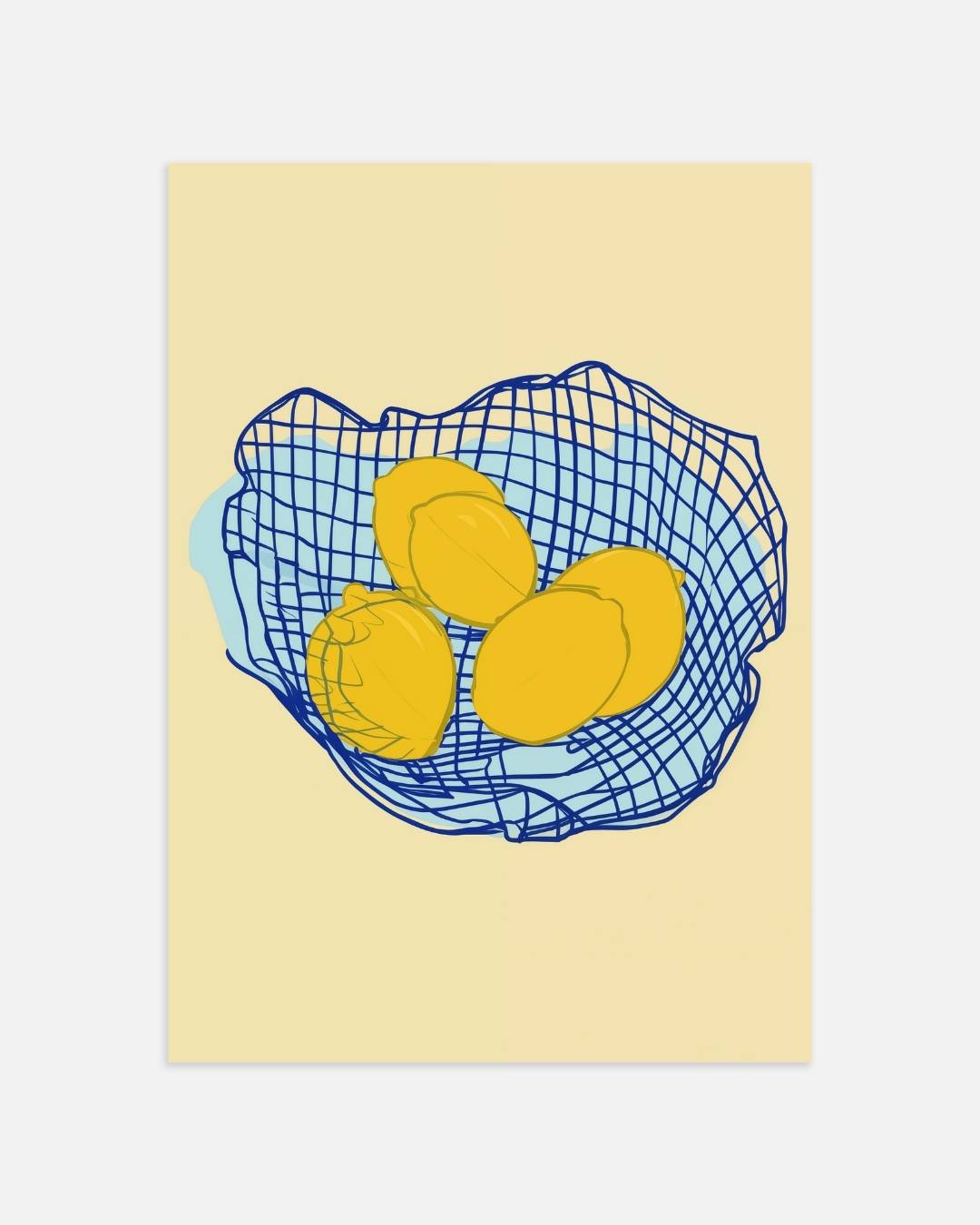 Citroenen in blauwe mand Poster