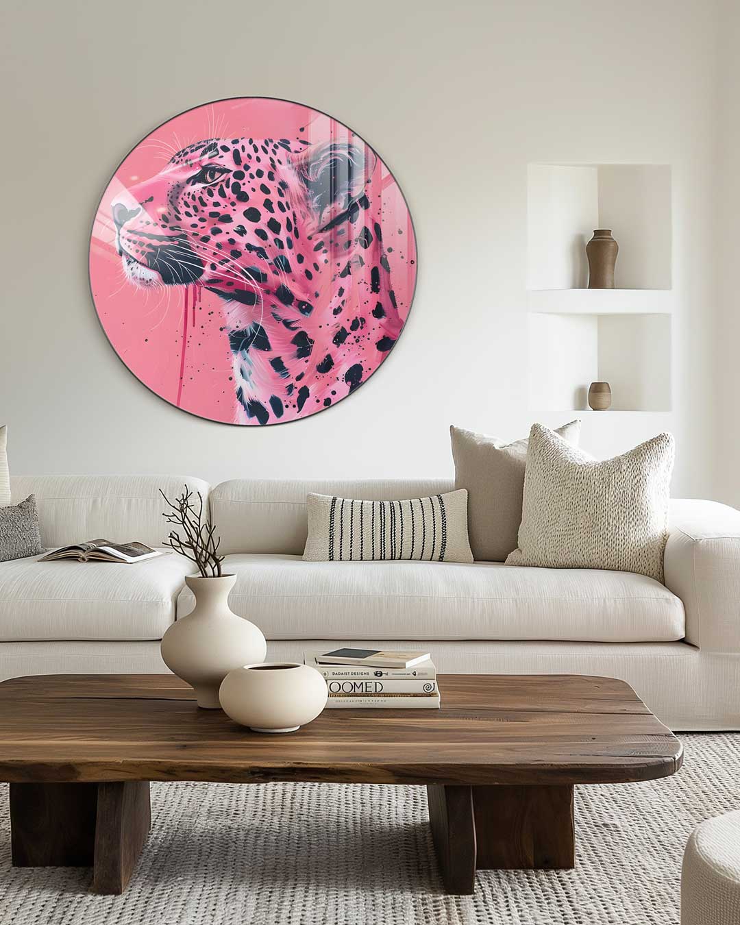 Stijlvolle Roze Luipaard Muurcirkel-WallArtistic