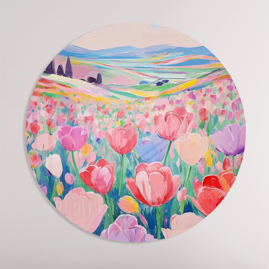Kleurrijk Bloemenveld Muurcirkel-WallArtistic