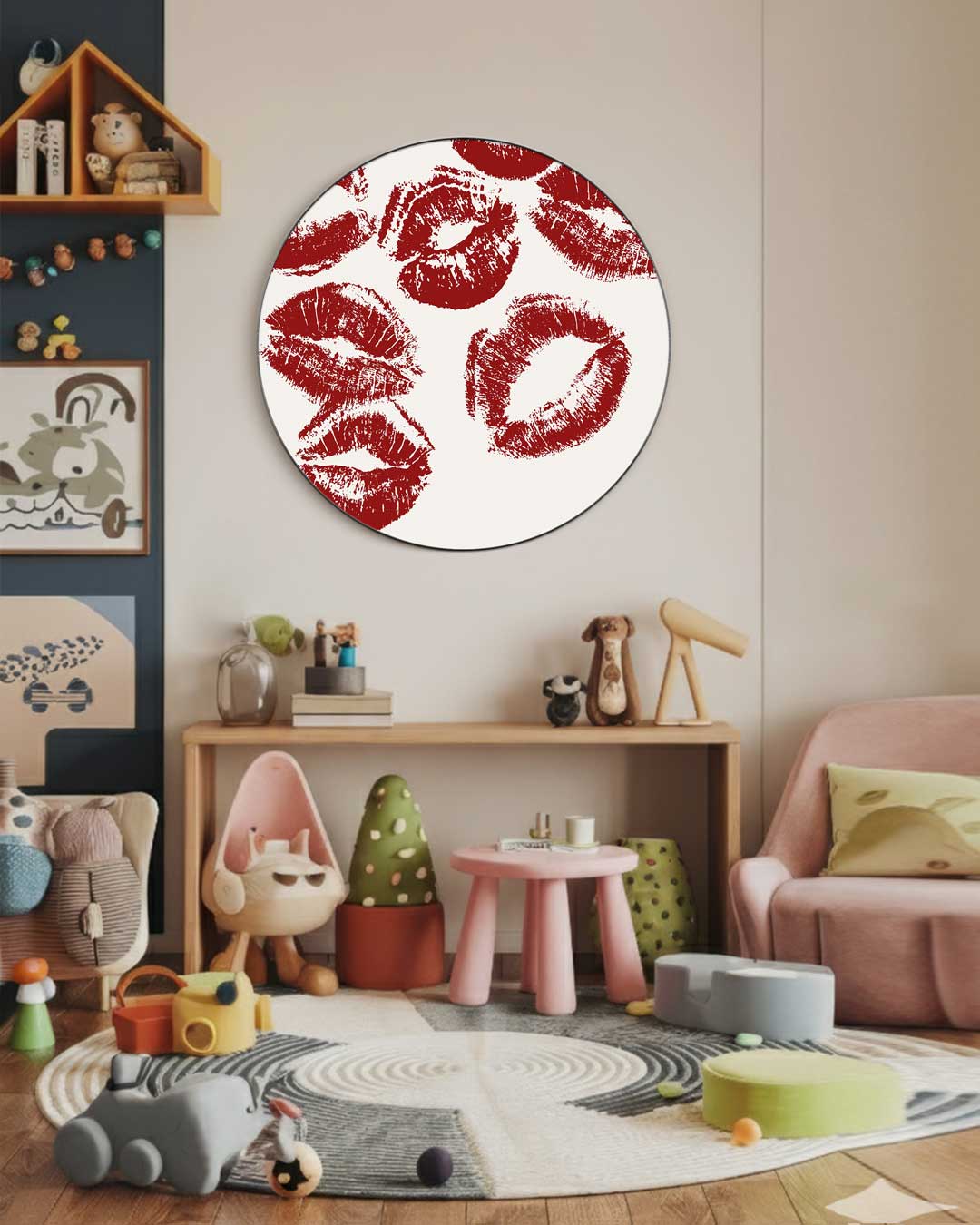 Lippenstift Kusjes Muurcirkel-WallArtistic