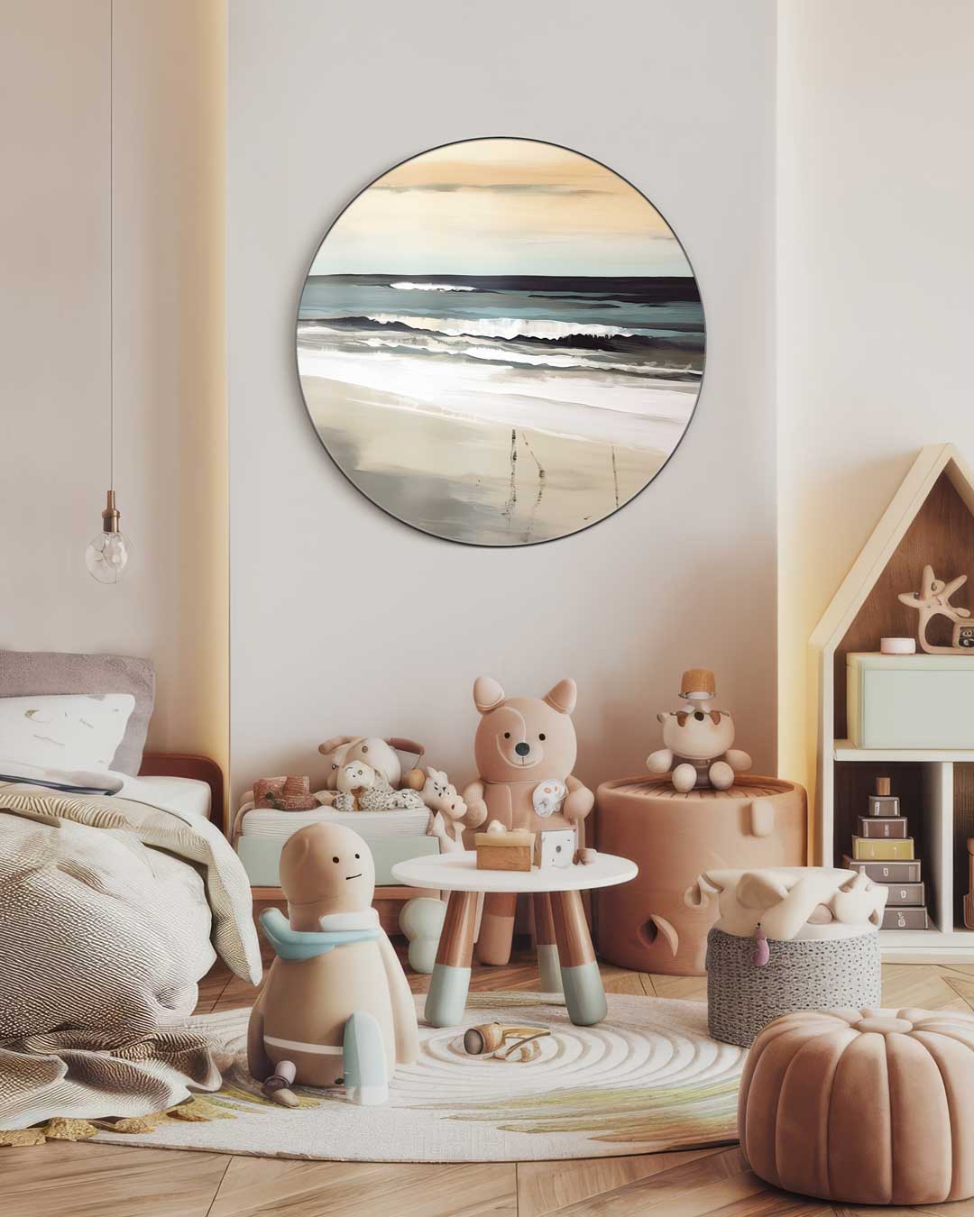 Rustgevende Strandscène Muurcirkel-WallArtistic