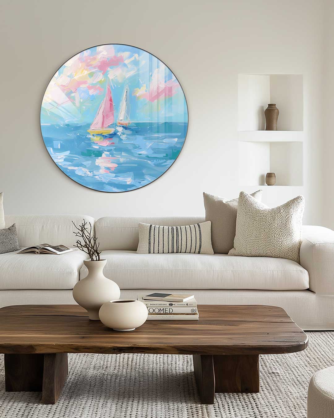 Zeilavontuur op Zee Muurcirkel-WallArtistic