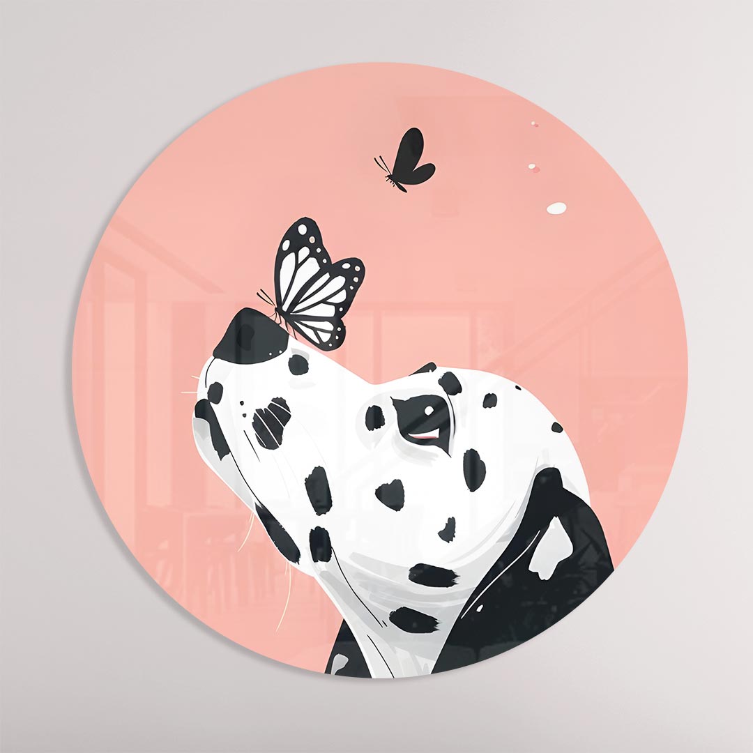 Dalmatier met Vlinders Muurcirkel-WallArtistic