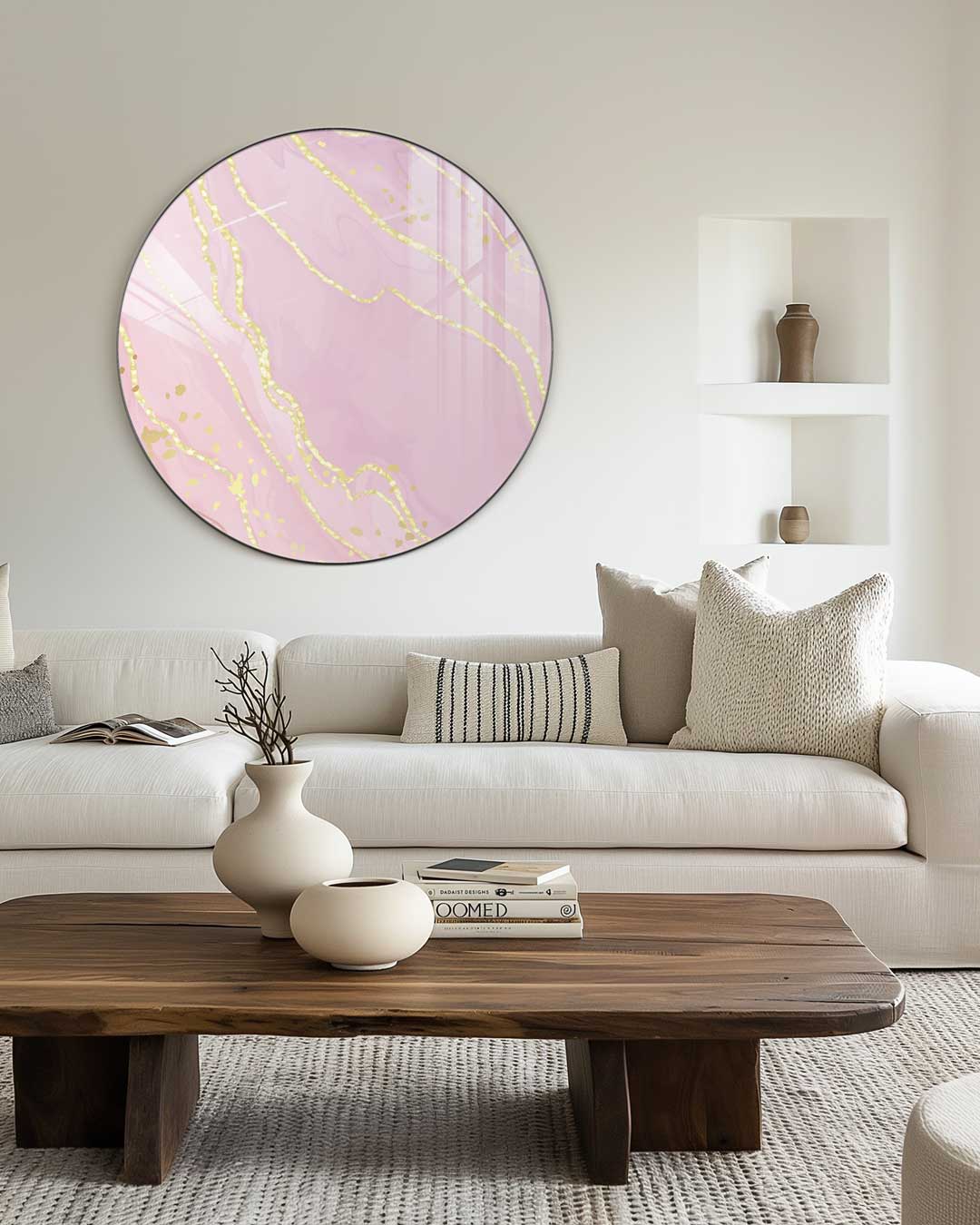 Elegante Marmer Roze Muurcirkel-WallArtistic