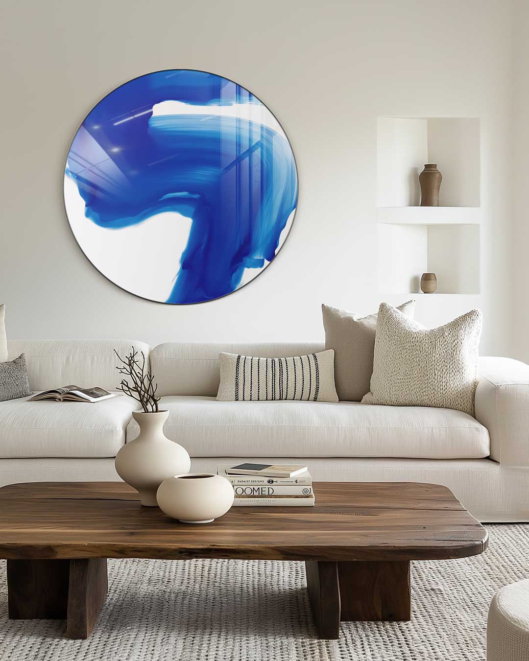 Blauw Golvende Muurcirkel-WallArtistic