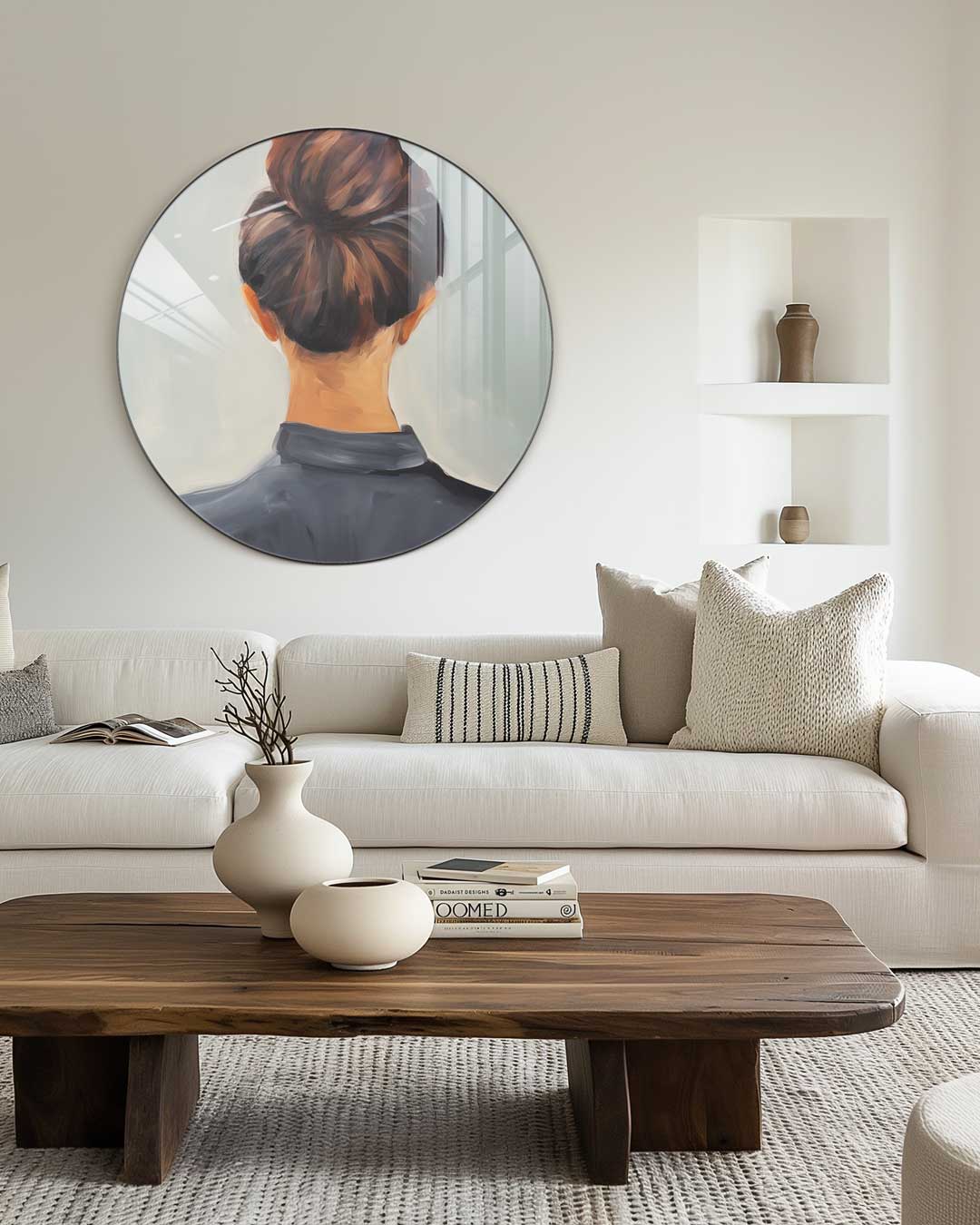 Elegant Haar in Strakke Knot Muurcirkel-WallArtistic