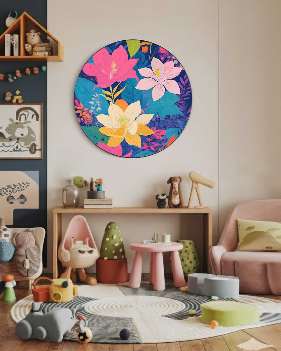 Kleurrijke Bloemen Muurcirkel-WallArtistic