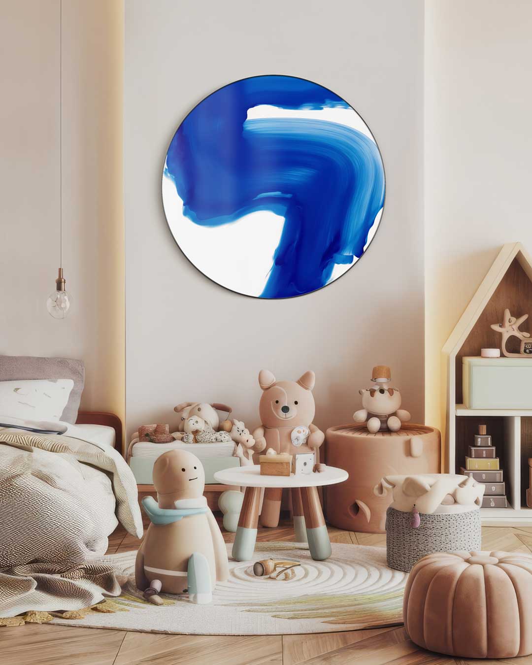 Blauw Golvende Muurcirkel-WallArtistic