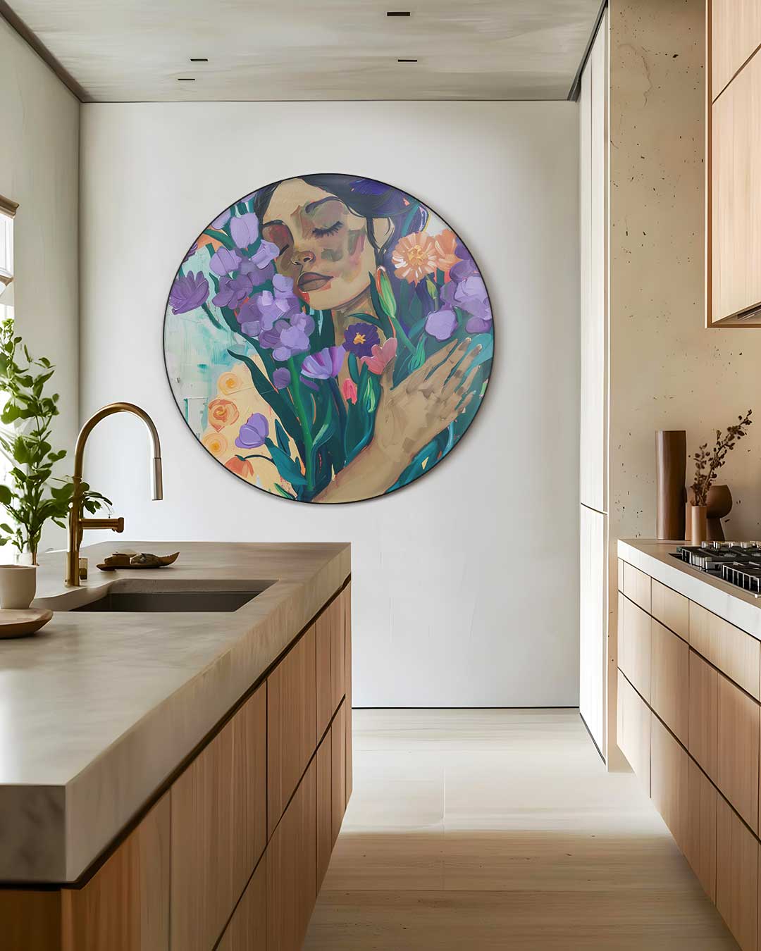 Dromerige Bloemenpracht Muurcirkel-WallArtistic