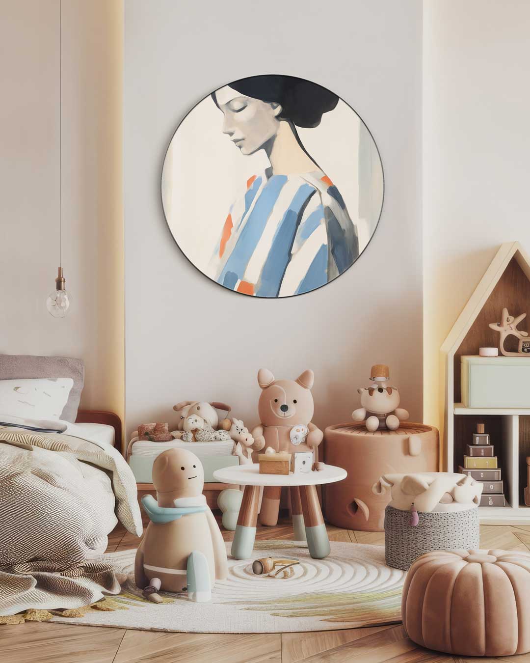 Stijlvolle Muurcirkel Met Vrouwelijk Portret-WallArtistic