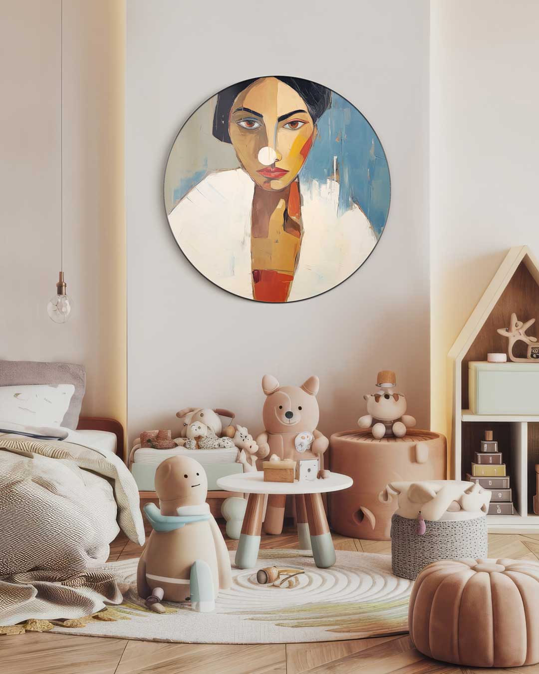 Moderne Vrouwenportret Muurcirkel-WallArtistic