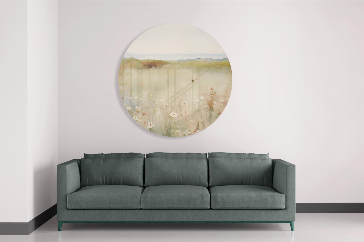 Zomers Bloemenveld Muurcirkel-WallArtistic