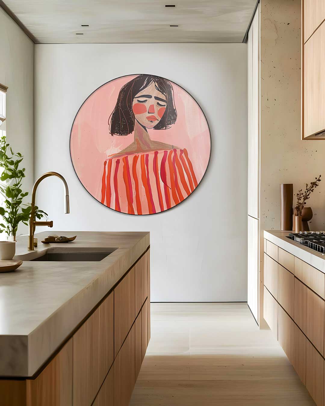 Dromerige Vrouw Muurcirkel-WallArtistic