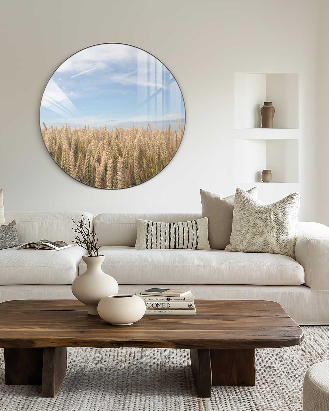 Natuurlijke Tarwevelden Muurcirkel-WallArtistic