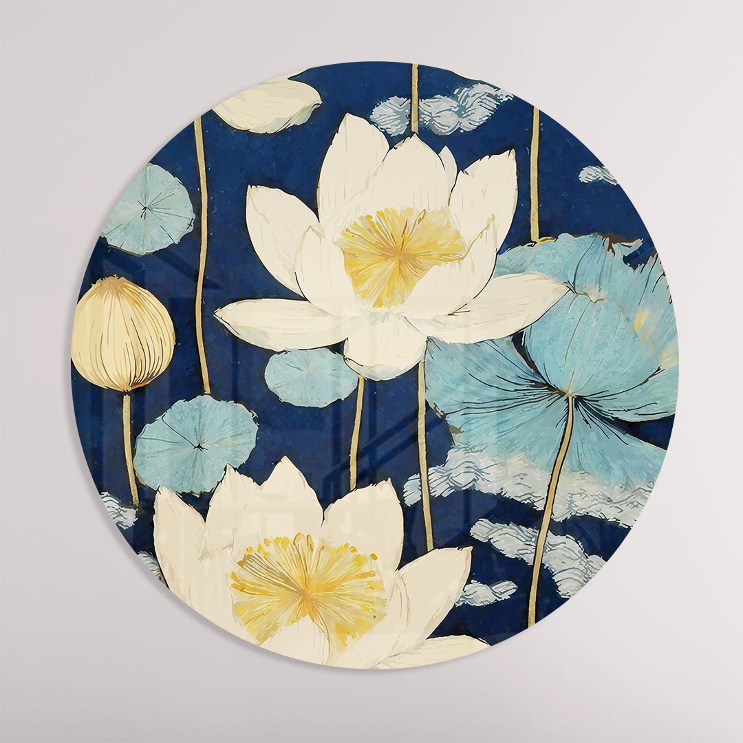 Lotus Bloemen Muurcirkel-WallArtistic