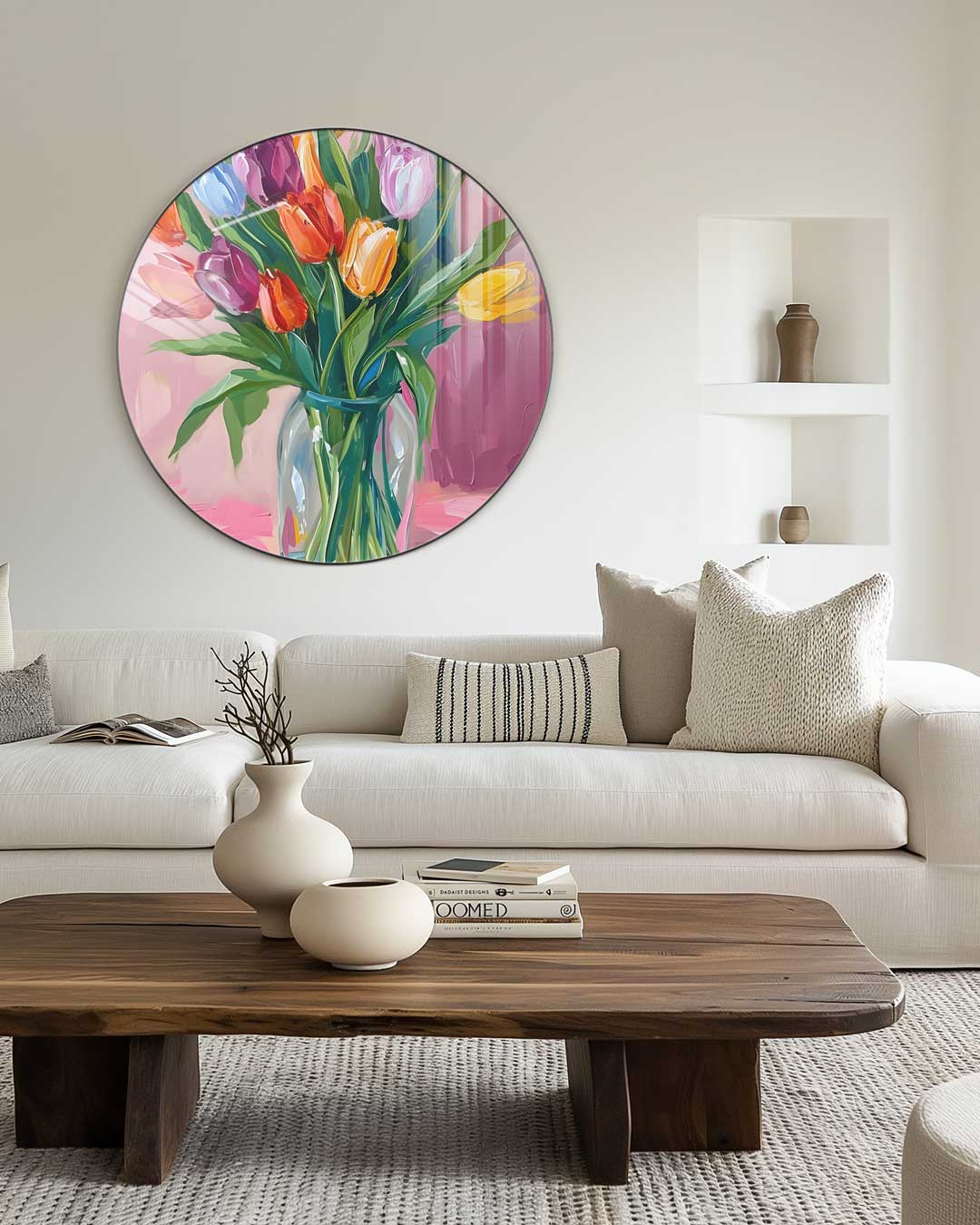 Bloemrijke Tulpenpracht Muurcirkel-WallArtistic