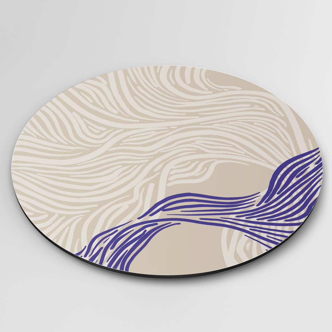 Artistieke Muurcirkel Beige en Blauw-WallArtistic