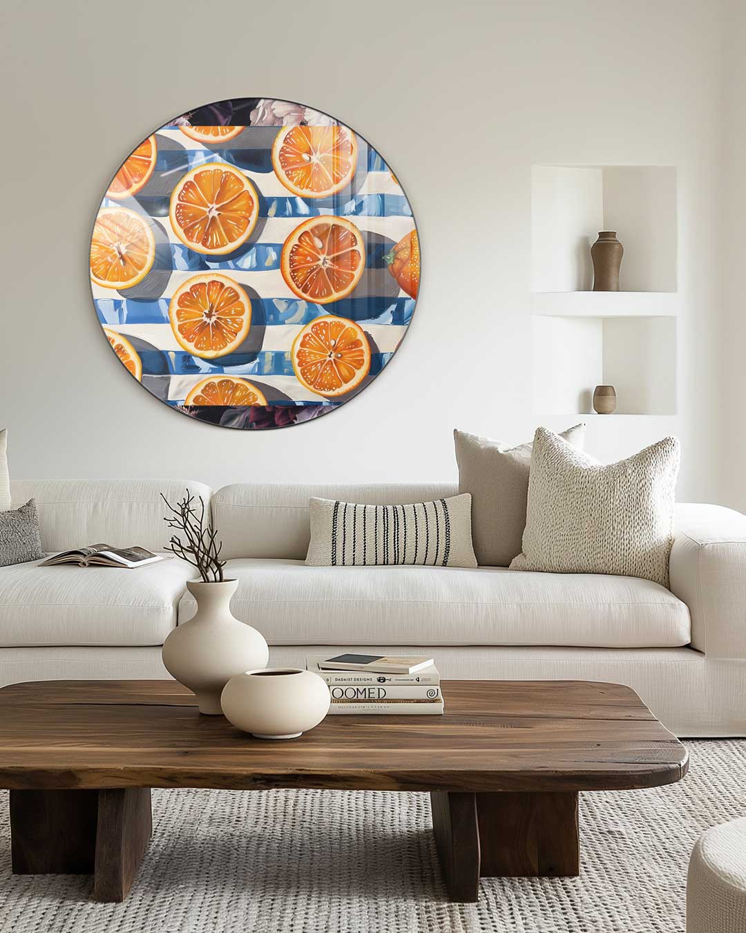 Oranje Citrus Splash Wandkunst Muurcirkel-WallArtistic