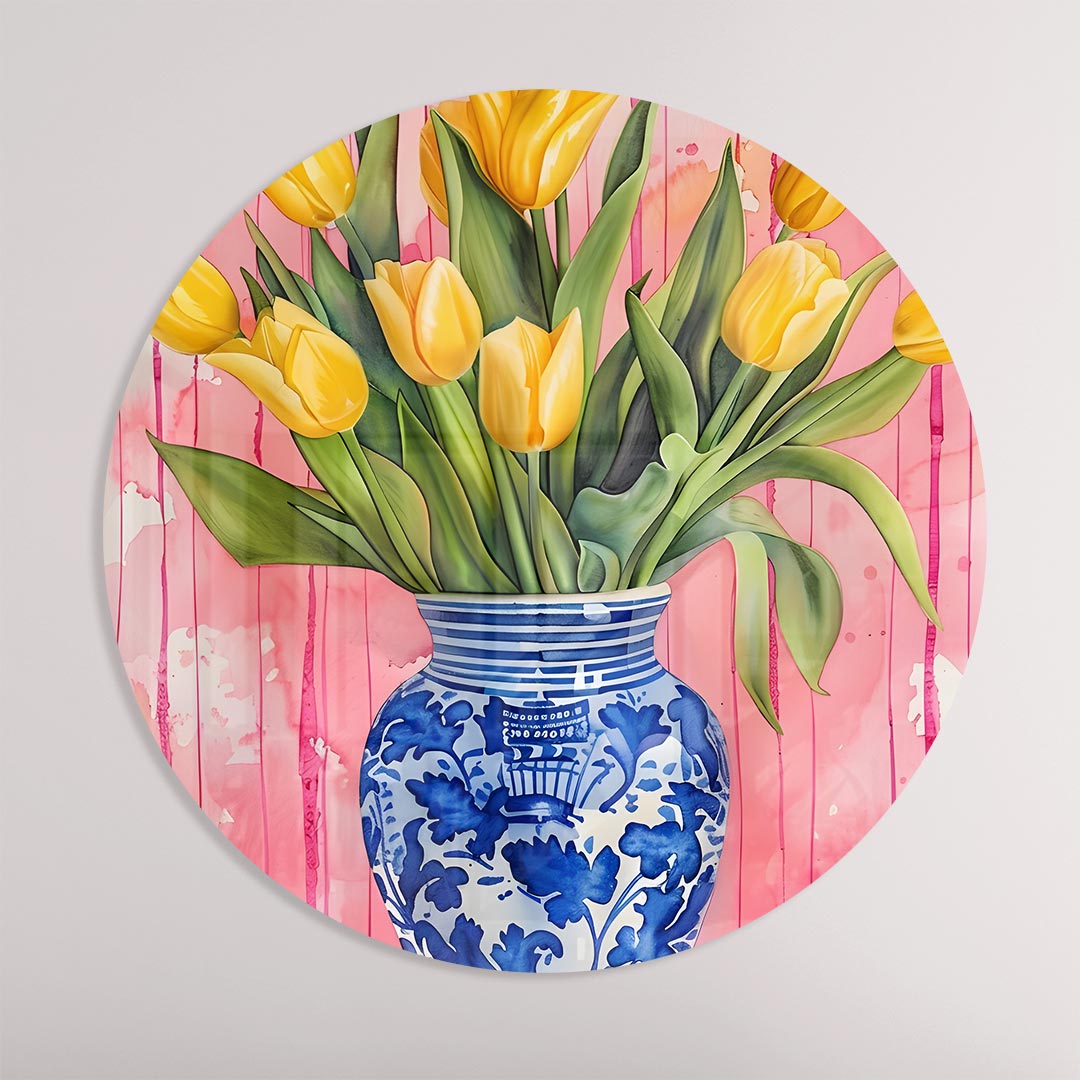 Bloemrijke Tulpen Muurcirkel-WallArtistic
