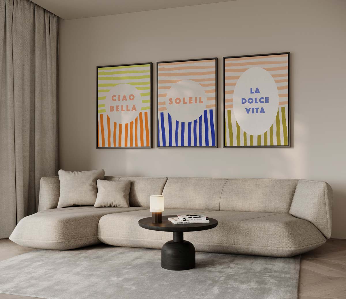 Zomerse typografie met strepen Kunstwerk-canvas-dibond-plexiglas-wanddecoratie-WallArtistic