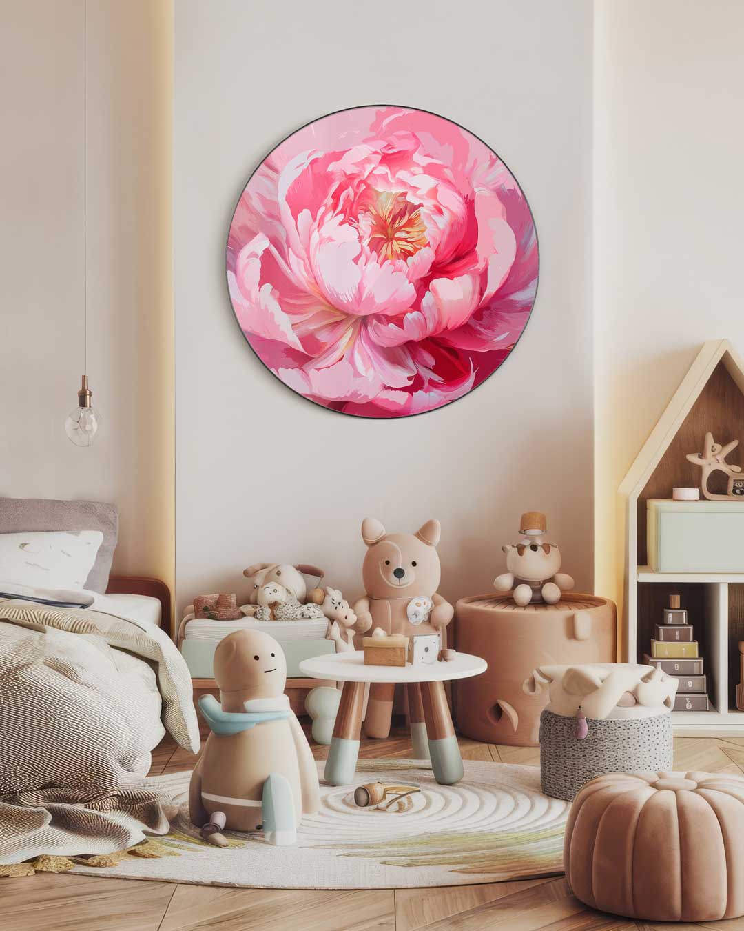 Roze Bloemenpracht Muurcirkel-WallArtistic