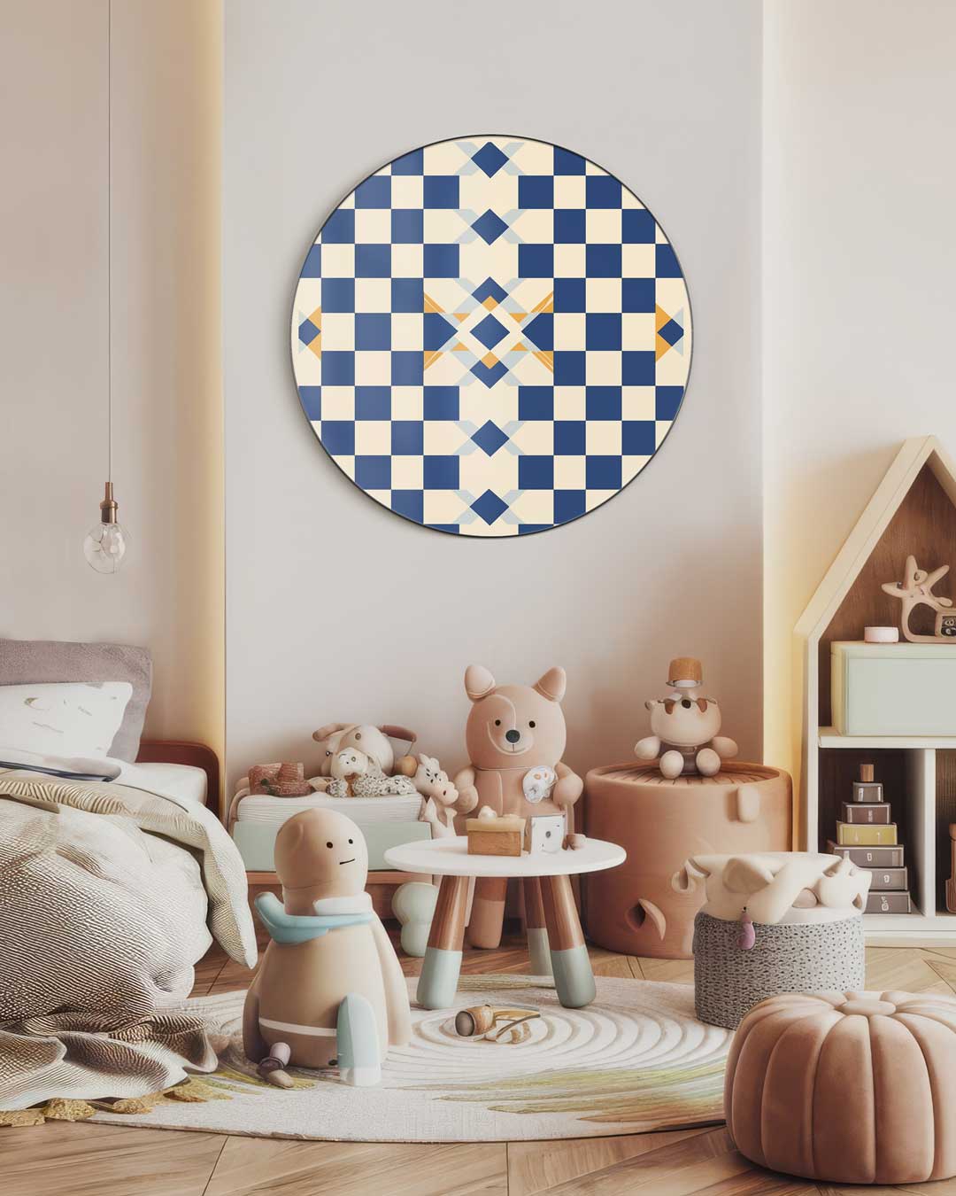 Checkerboard Chic Muurcirkel-WallArtistic