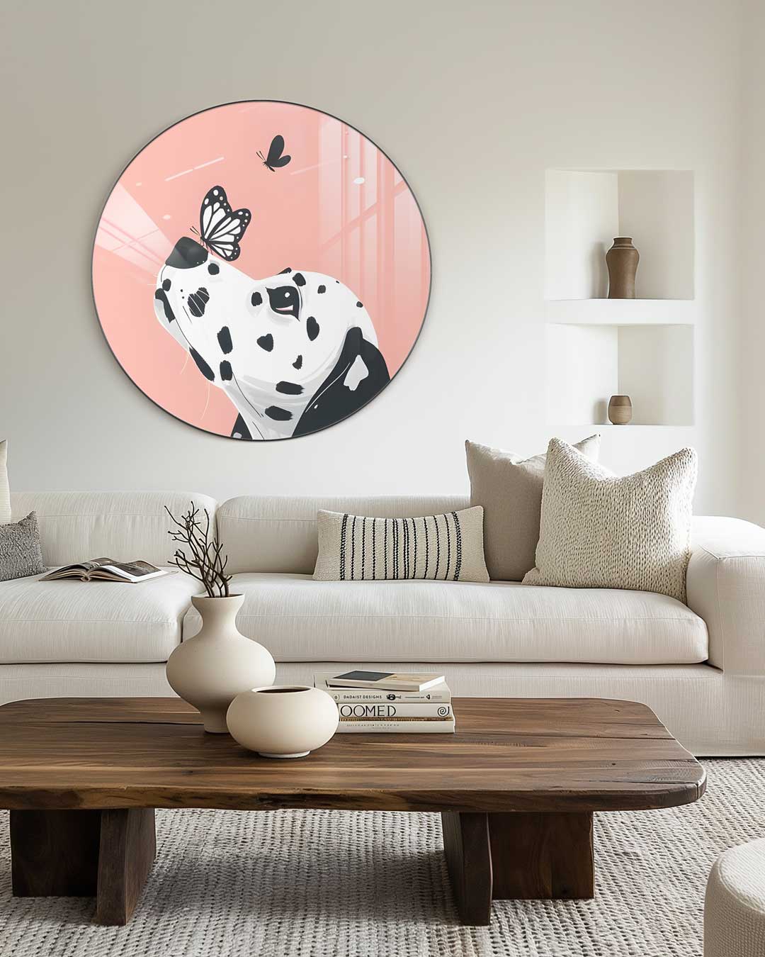 Dalmatier met Vlinders Muurcirkel-WallArtistic