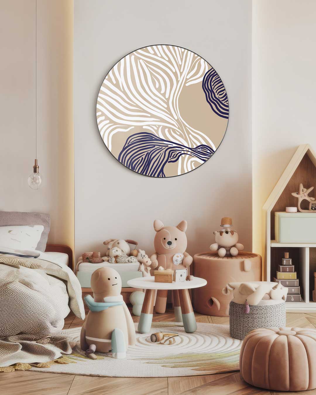 Zebra Golven Muurcirkel-WallArtistic