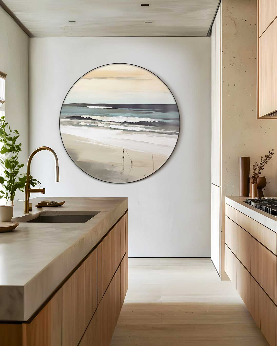 Rustgevende Strandscène Muurcirkel-WallArtistic