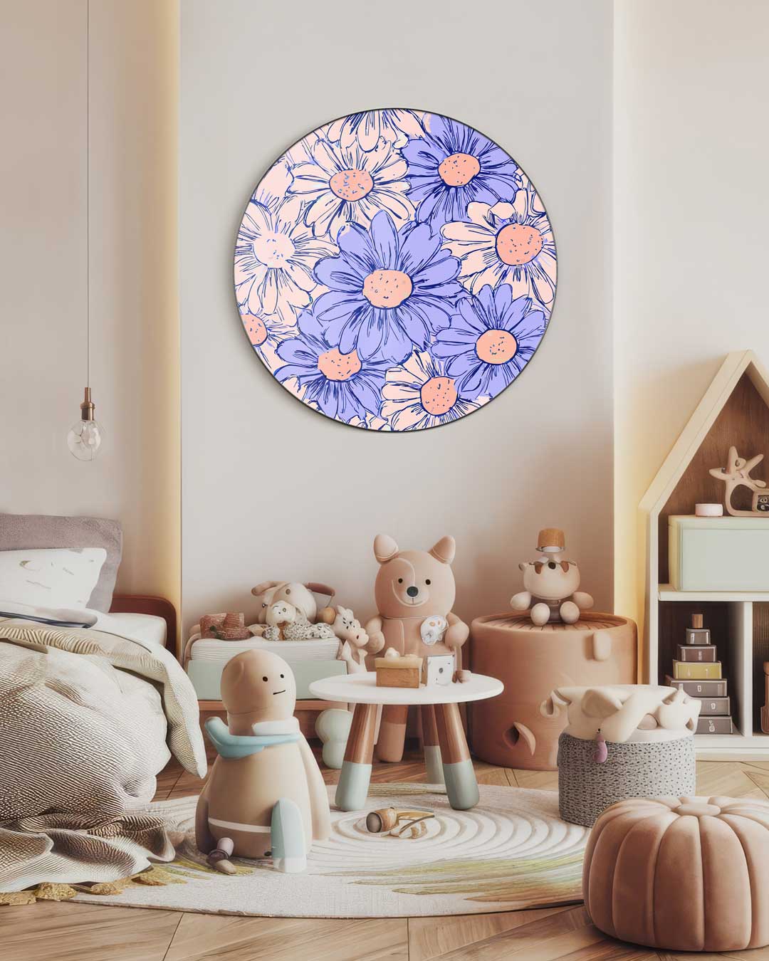 Vrolijke Bloemen Muurcirkel-WallArtistic