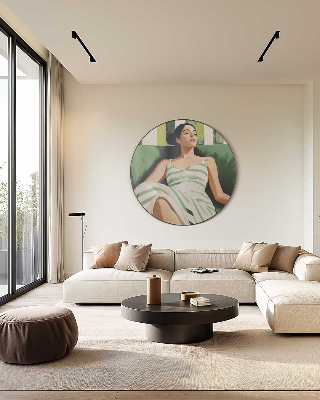 Stijlvolle Muurcirkel met Vrouwelijk Portret-WallArtistic