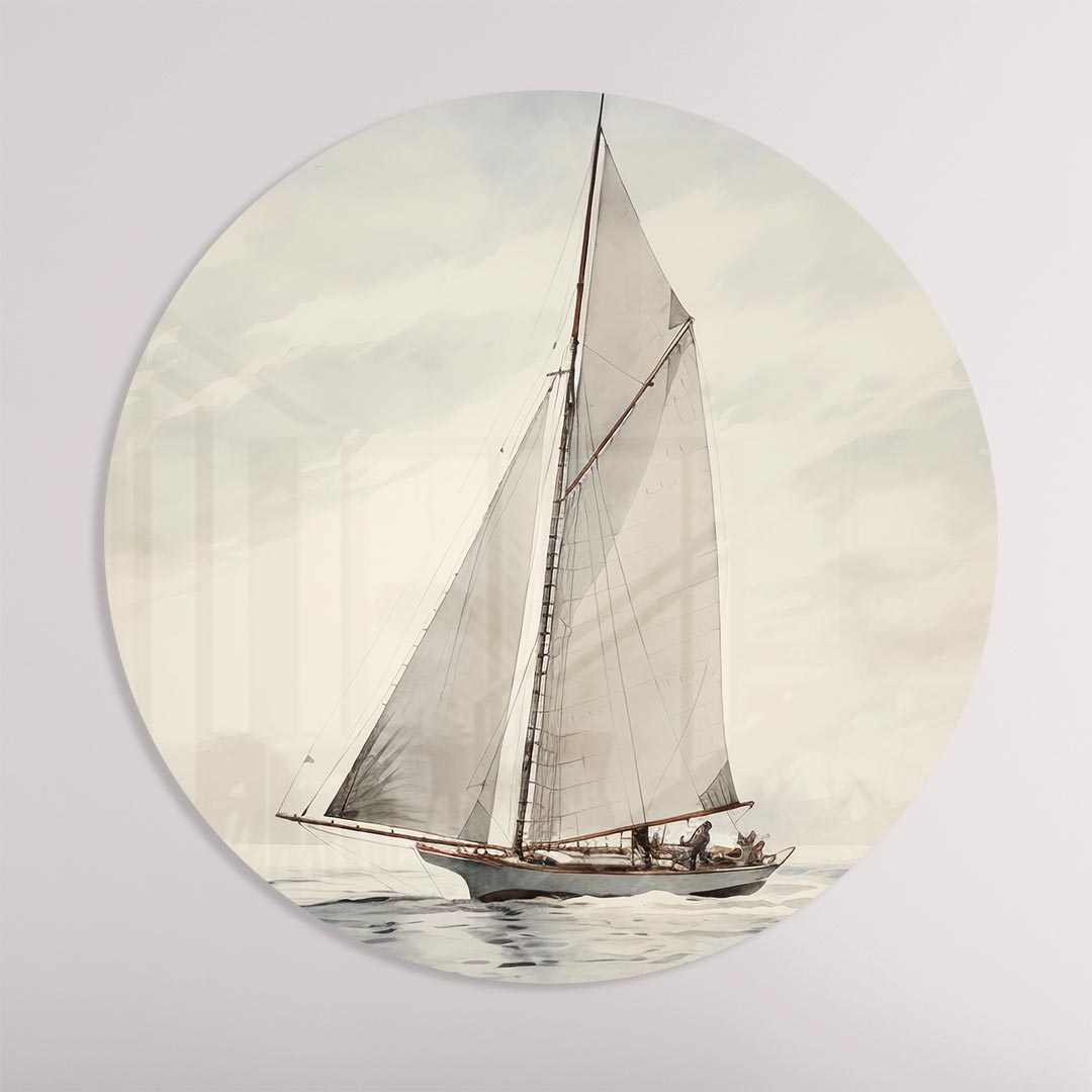 Zeilboot Muurcirkel-WallArtistic