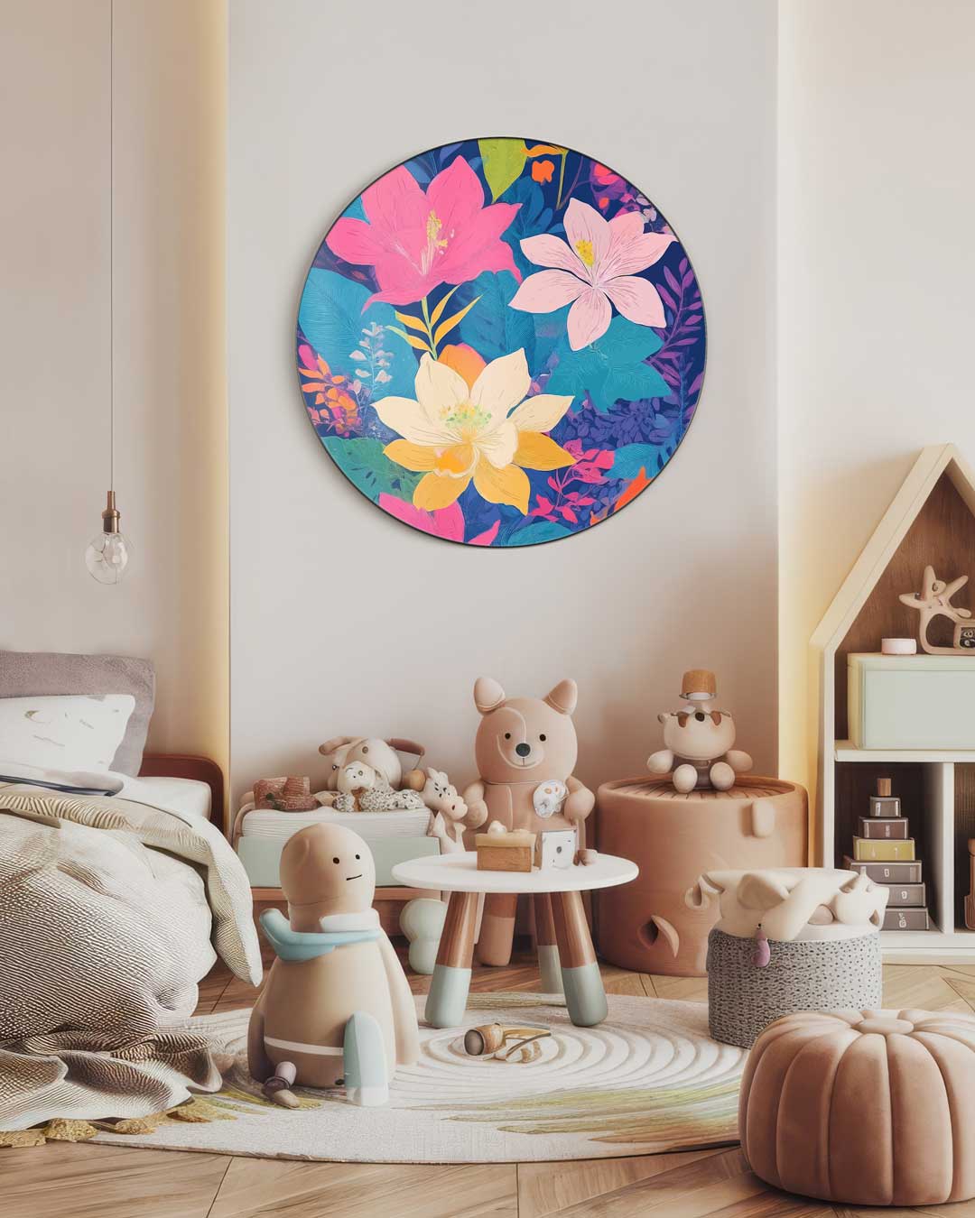 Kleurrijke Bloemen Muurcirkel-WallArtistic